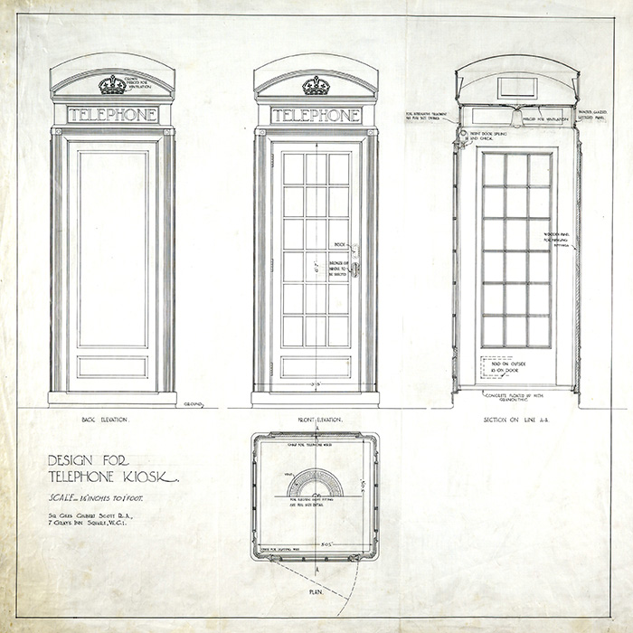 Design for GPO Telephone Kiosk, 1924