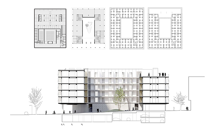 Modulux Matrix floorplans for each floor and front facing building planjpg