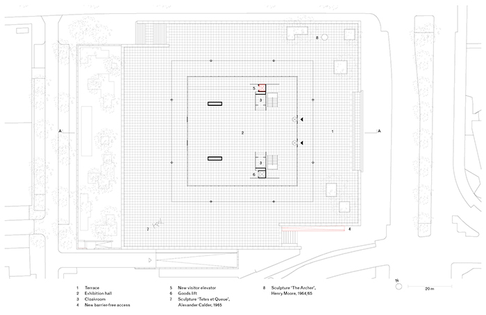 Neue Nationalgalerie refurbishment floorplan drawingjpg