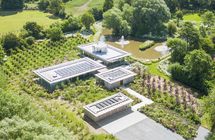 Aerial shot of eco one storey home nestled in the countrysidejpg