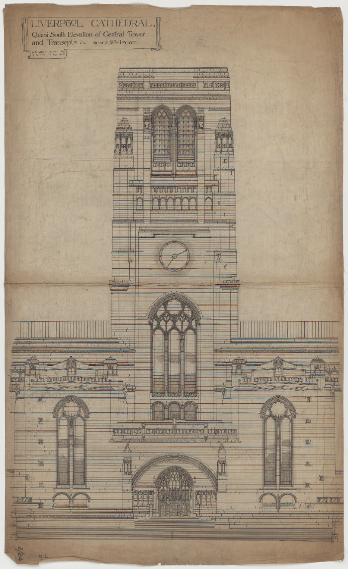 Liverpool cathedraltechnicallinedrawingelevationtowerpng