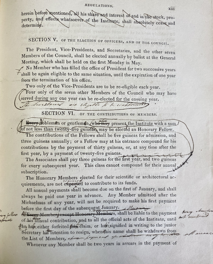 RIBA regulations with handwritten amendments jpg