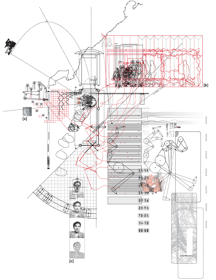 Black and red technical drawing collage by Eve Isherwoodjpg