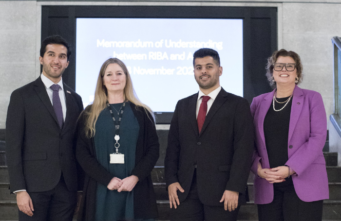 KSA 51png From left, Fahad Alswilem, Manager of Partnerships Engineering at the ADC, Laura Webb, Executive Director Membership Experience at RIBA, Faris Alqadhiebi, Director of International and National Partnerships at the ADC and Emma England Head of Programme Delivery RIBA International Membership Experience
