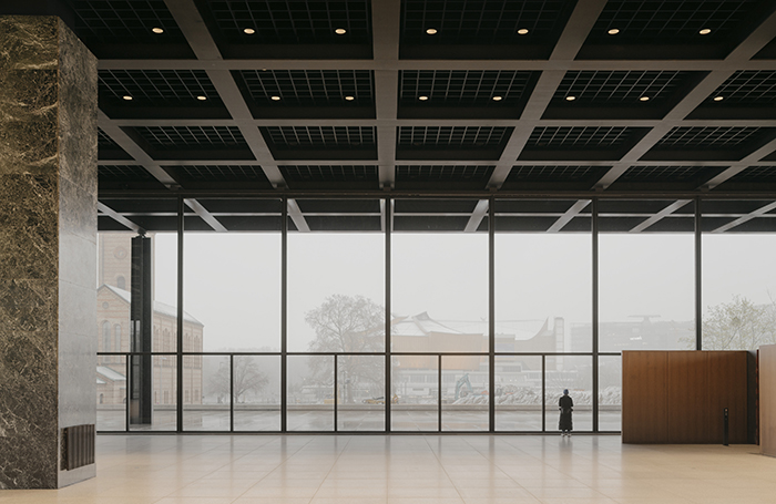Neue Nationalgalerie refurbishment interior view of windowsjpg