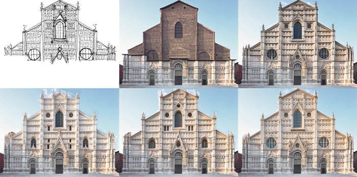 AI generated elevation studies of Milan Cathedraljpg