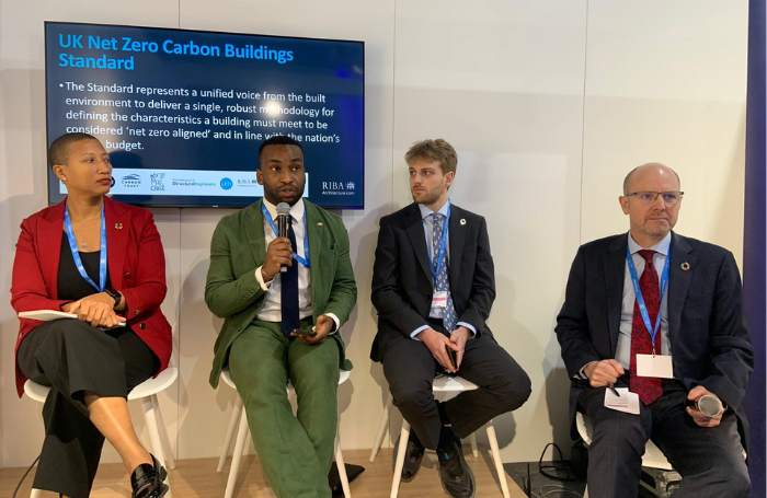 COP 29 Muyiwa speaking at building net zero standards eventpng