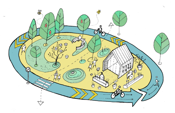 Fairwater Campus school and trees drop off concept sketch 700x455png