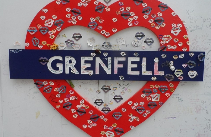 Grenfell memorial with heart shaped London Underground sign GC LARGEjpg