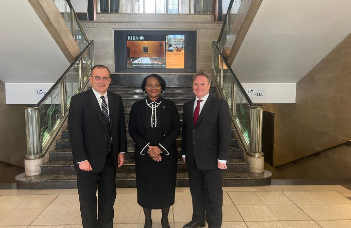 Leftright Gareth Thomas MP Minister for Services Small Business and Exports at DBT Valerie VaughanD