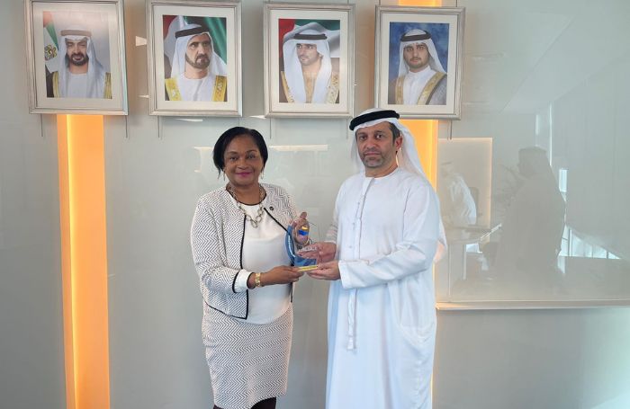 RIBA Chief Executive Dr Valerie VaughanDick left and President of SOEUAE Eng Abdulla Yousef Al Ali r