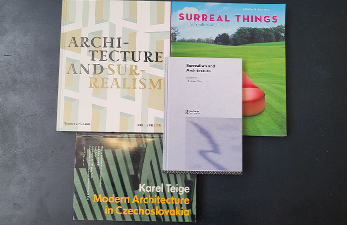 Selection of surrealism architecture books RIBA Library 700x455jpg