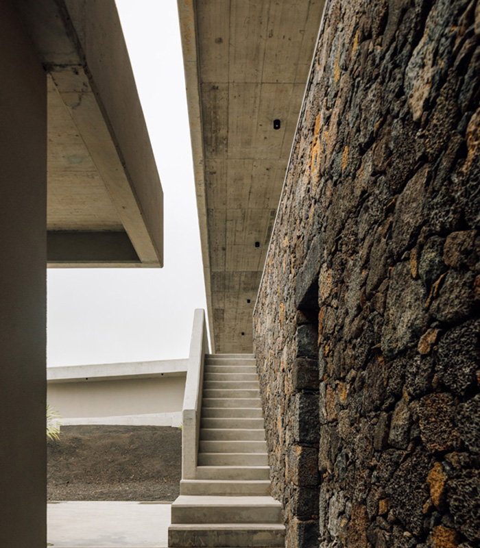 Adega Pico Winery and Hotel concrete staircase and contrast walljpg