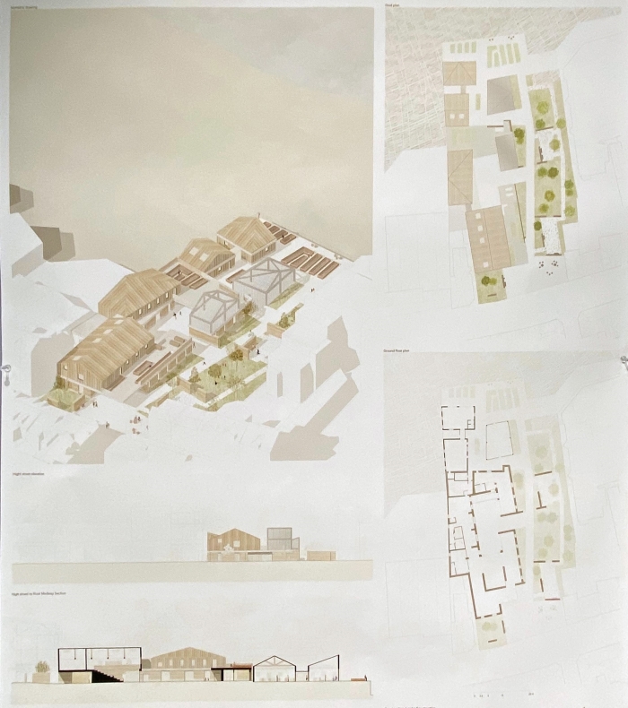Naturally coloured details of buildings.